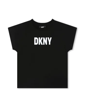 Tricou cu imprimeu logo si decolteu la baza gatului, Negru