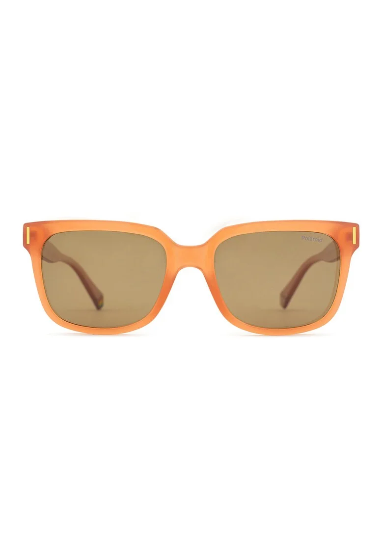 Ochelari de soare patrati cu model unisex, Maro/Portocaliu persan