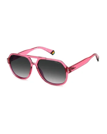 Ochelari de soare aviator cu lentile polarizate si moddel unisex, Fucsia/Gri antracit