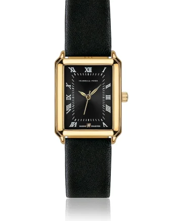 Ceas dreptunghiular cu diamant pe cadran, Negru