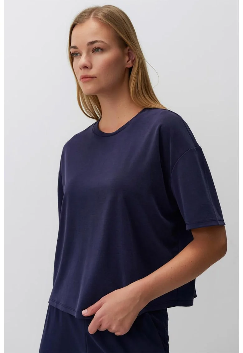 Tricou crop lejer din amestec de modal, Bleumarin