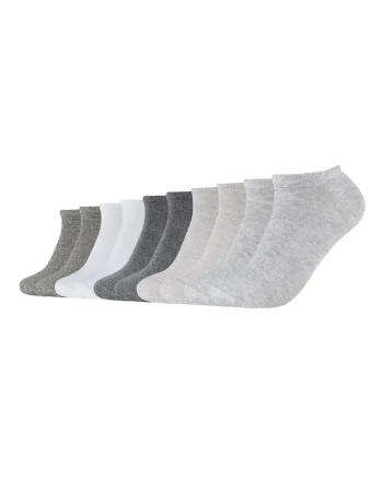 Set de sosete unisex pana la glezna - 10 perechi, Gri cenusiu/Alb optic