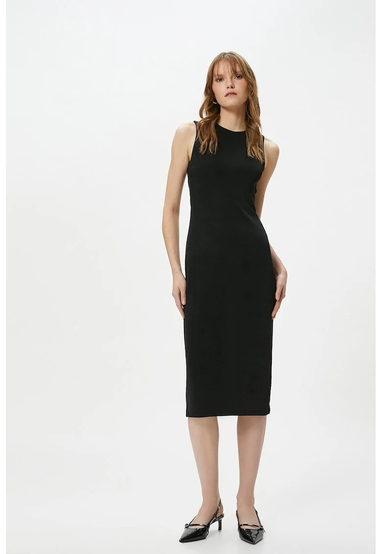 Rochie cambrata cu decupaj pe partea din spate, Negru