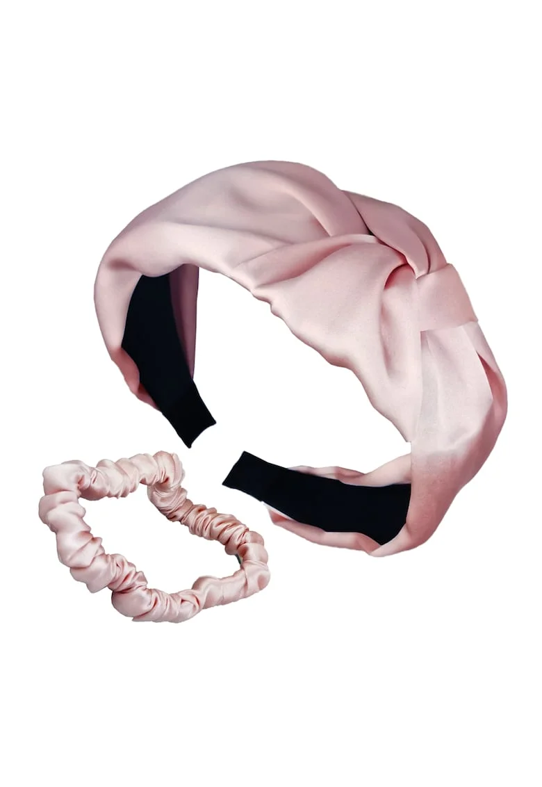 . Set de elastic si bentita din matase Delicat&Doux, Roz