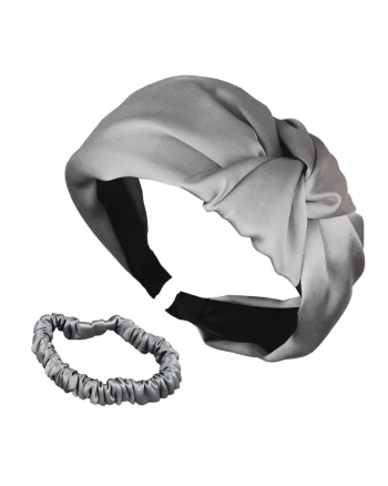 . Set de elastic si bentita din matase Delicat&Doux, Gri