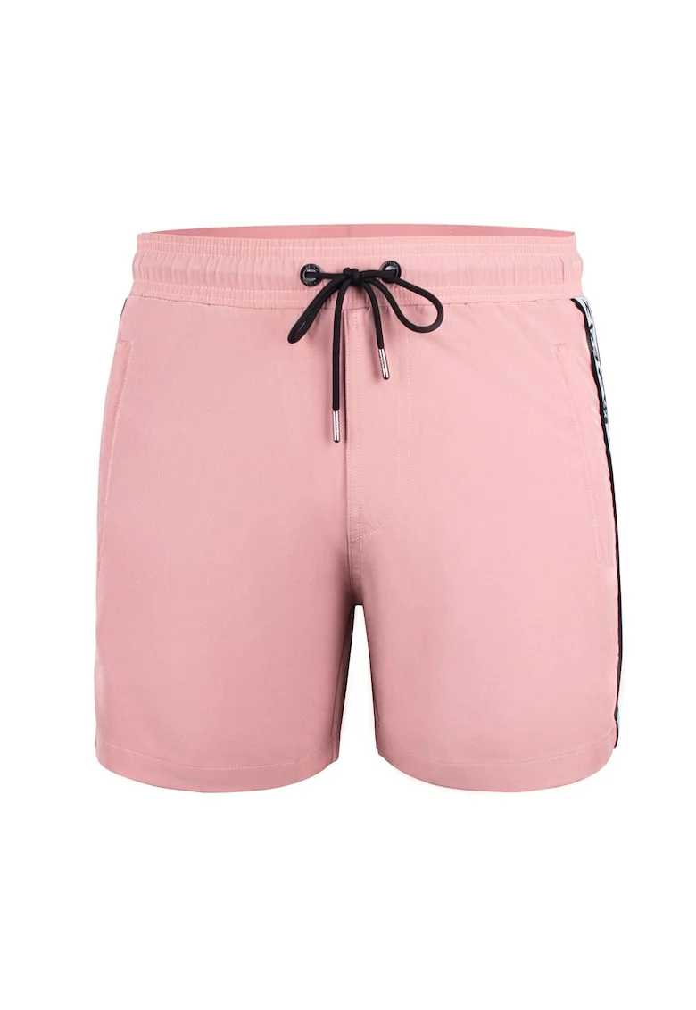 Pantaloni scurti de baie cu logo lateral si buzunare cu fermoar Seabeat 28987, Roz