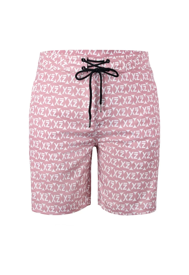 Pantaloni scurti de baie cu buzunare cu fermoar si model Dazzers 28989, Roz