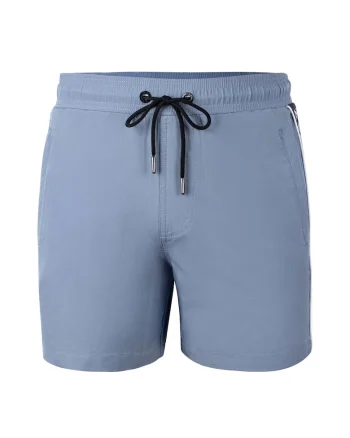 Pantaloni scurti de baie cu logo lateral si buzunare cu fermoar Seabeat 28987, Albastru
