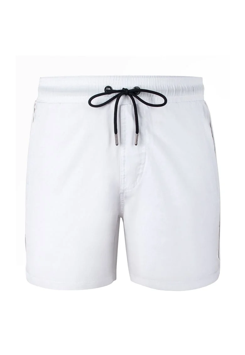 Pantaloni scurti de baie cu logo lateral si buzunare cu fermoar Seabeat 28987, Alb