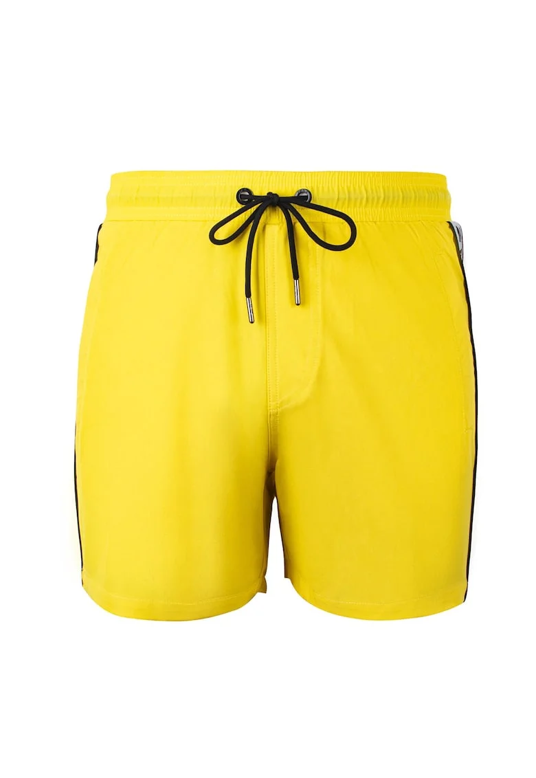 Pantaloni scurti de baie cu logo lateral si buzunare cu fermoar Seabeat 28987, Galben