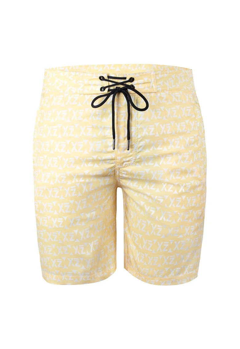 Pantaloni scurti de baie cu buzunare cu fermoar si model Dazzers 28989, Galben