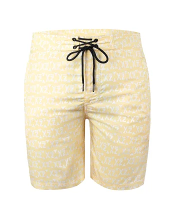Pantaloni scurti de baie cu buzunare cu fermoar si model Dazzers 28989, Galben