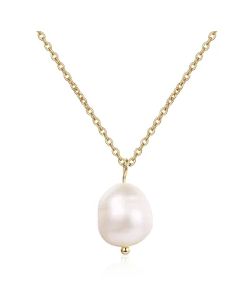 Colier din argint placat cu aur si perla de apa dulce Sakura 2939918K, Auriu