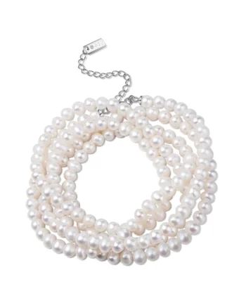 Colier-bratara cu perle Moe 29261, Alb