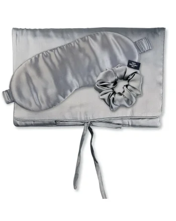 , Set de masca de noapte, saculet de transport si elastic de par, pentru calatorie 29507, Gri