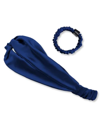 Set de bentita de matase si elastic de par, Albastru