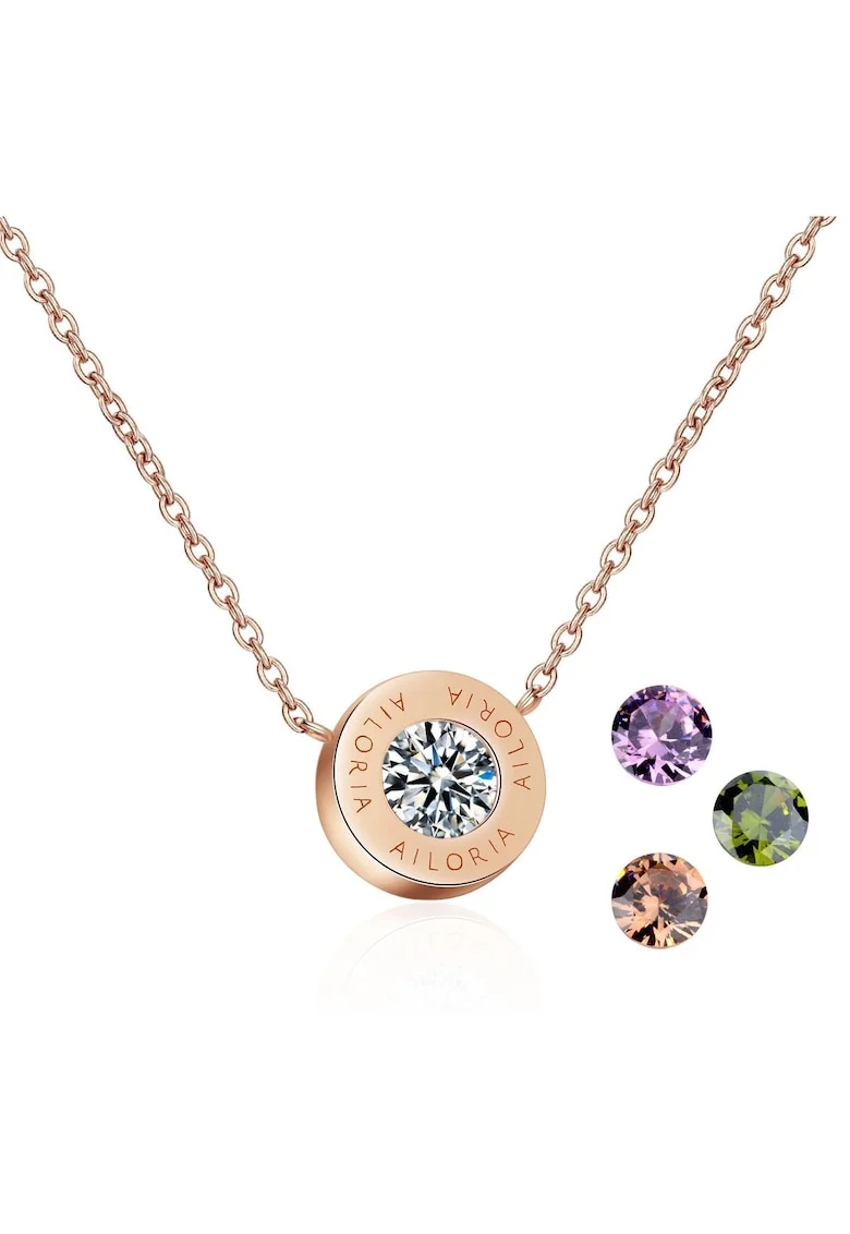Colier de argint veritabil cu zirconia Agnes 29595, Auriu rose