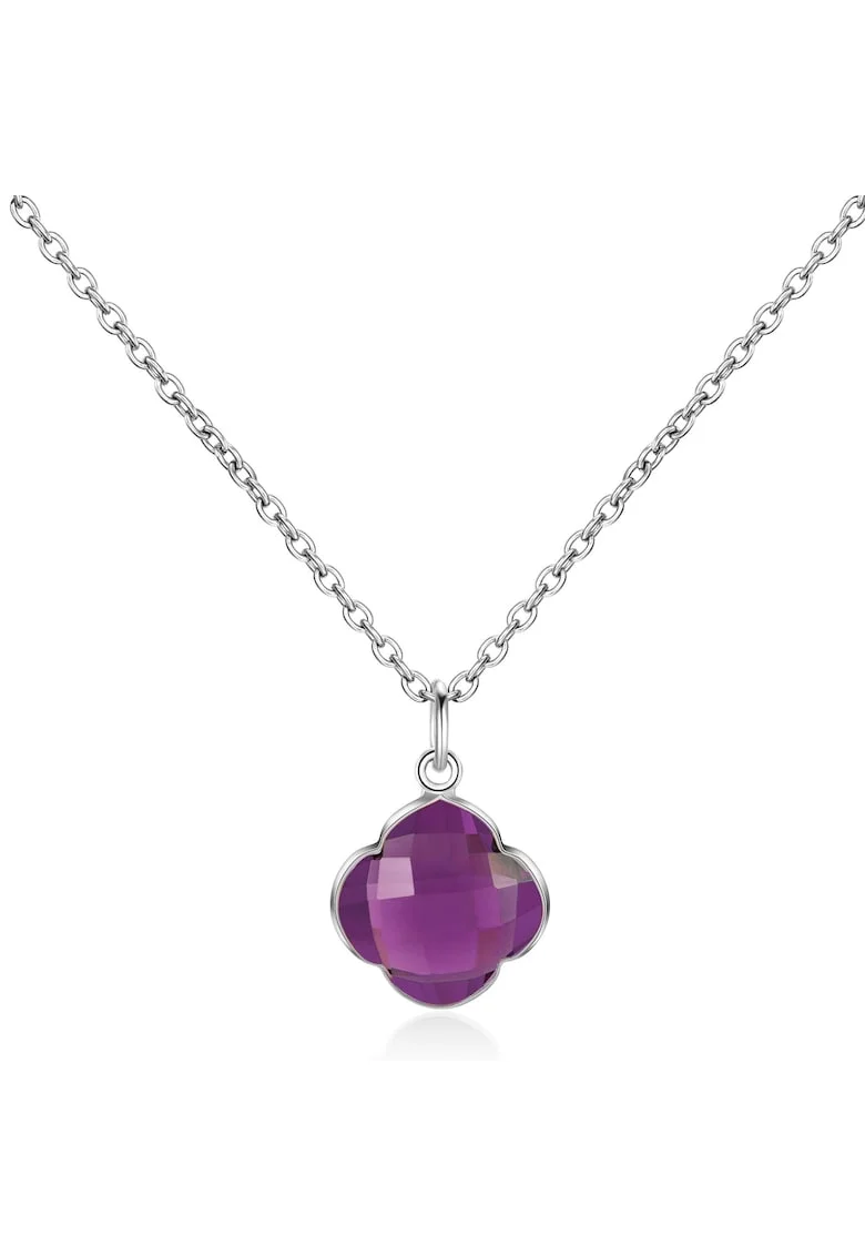 Colier de argint veritavil 925 decorat cu padantiv ametist CAPUCINE 29563, Argintiu