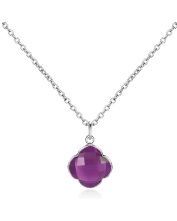 Colier de argint veritavil 925 decorat cu padantiv ametist CAPUCINE 29563, Argintiu
