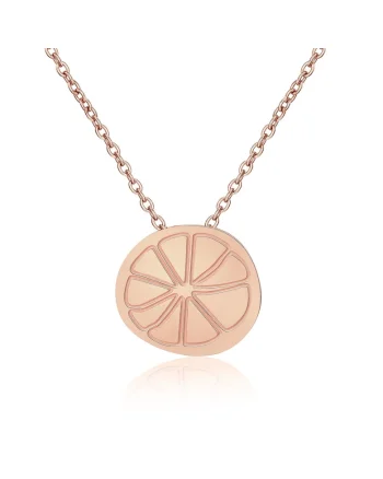 Colier de otel inoxidabil cu pandantiv in forma de lamaie Citronnade, Auriu rose