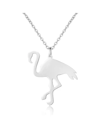 Colier de argint veritabil decorat cu pandantiv in forma de flamingo Flamant, Argintiu