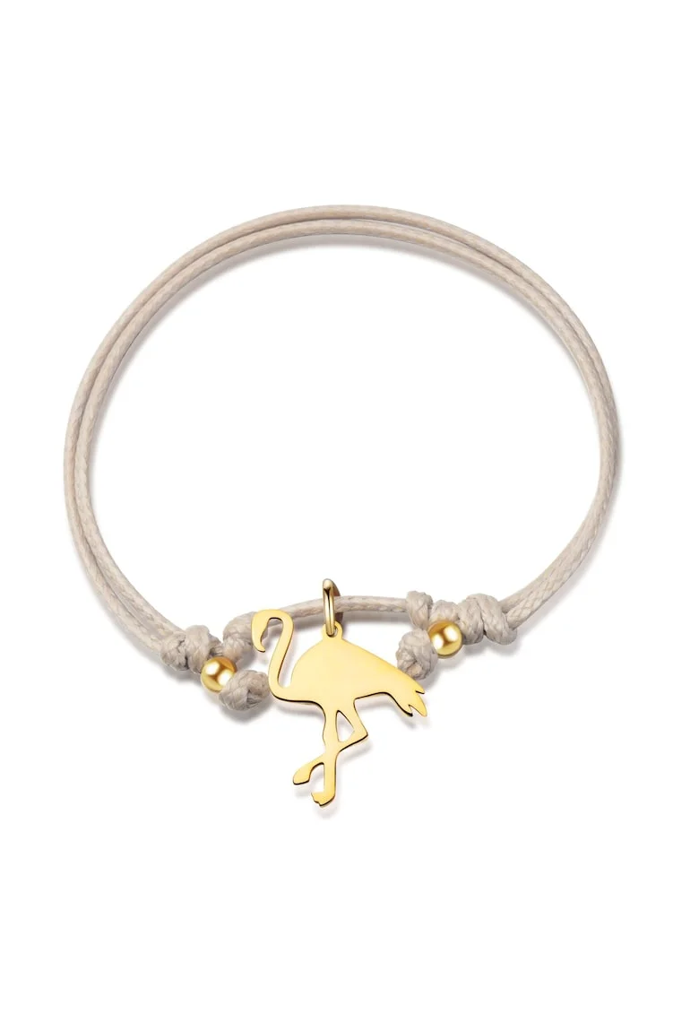 Bratara-snur cu talisman flamingo Flamant, Auriu