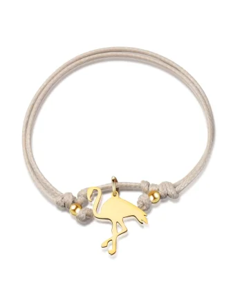 Bratara-snur cu talisman flamingo Flamant, Auriu