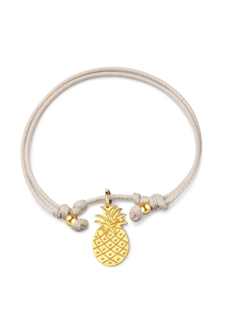 Bratara-snur cu talisman ananas Délice, Auriu