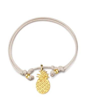 Bratara-snur cu talisman ananas Délice, Auriu