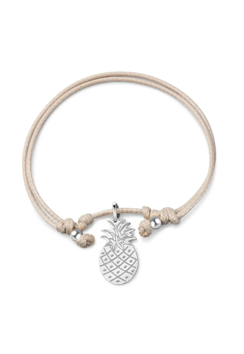 Bratara-snur cu talisman ananas Délice, Argintiu