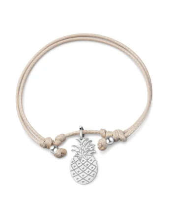 Bratara-snur cu talisman ananas Délice, Argintiu