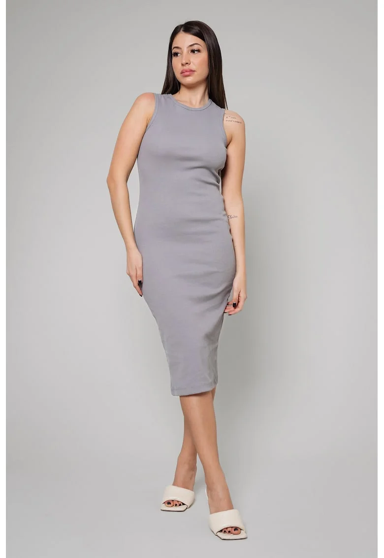 Rochie midi cambrata, Gri