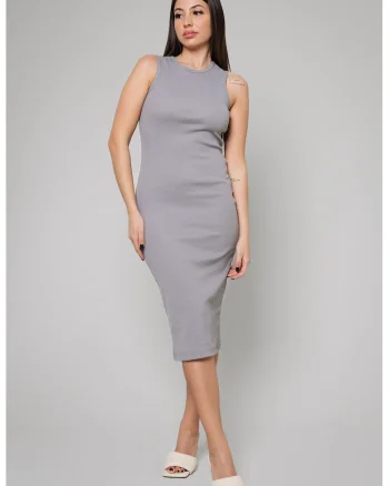 Rochie midi cambrata, Gri