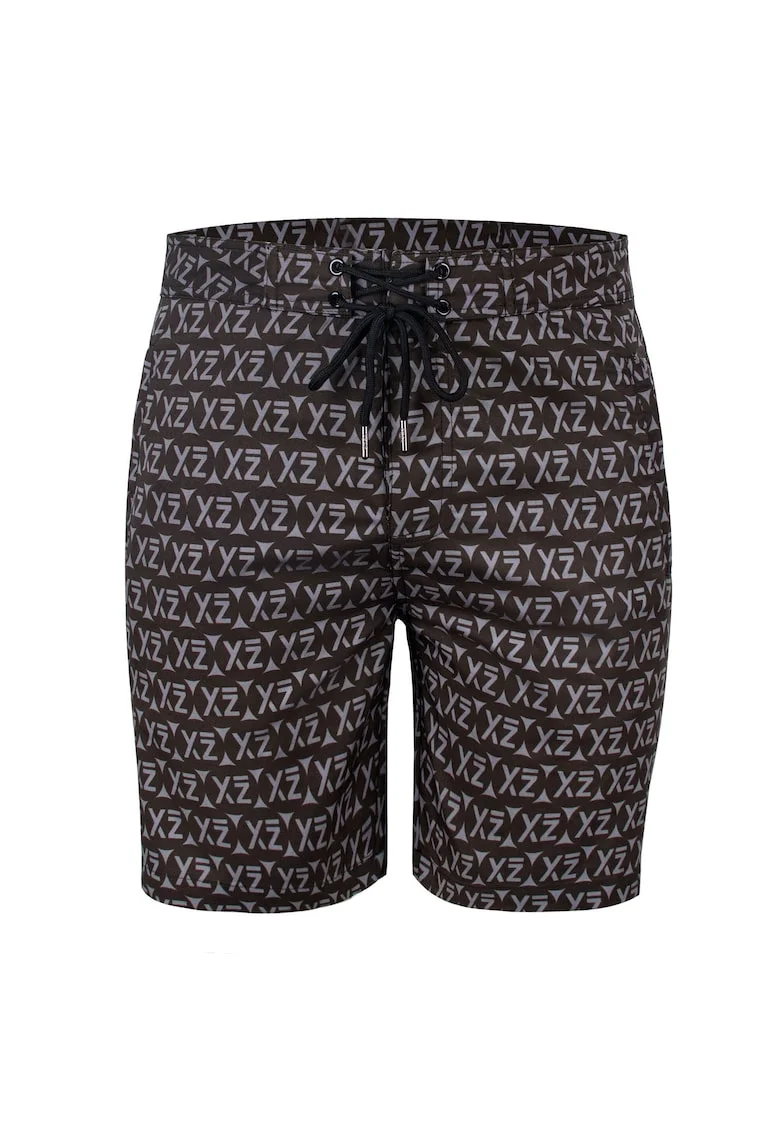Pantaloni scurti de baie cu buzunare cu fermoar si model Dazzers 28989, Negru