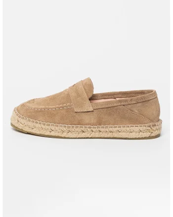 Pantofi loafer uni de piele intoarsa, Maro taupe