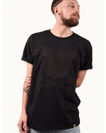 Tricou unisex de bumbac cu logo, Negru stins