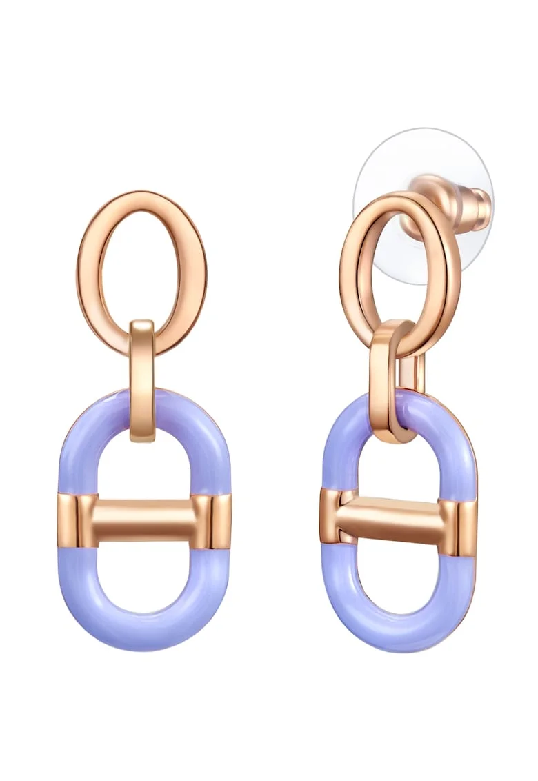 Cercei placati cu aur de 14K, cu emaill 32099, Auriu rose