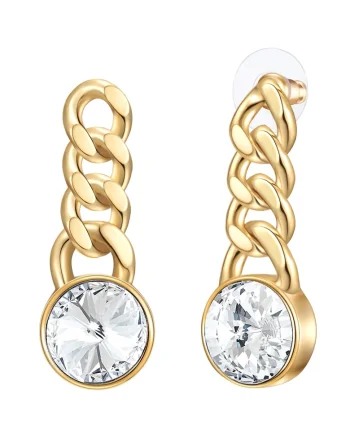 Cercei placati cu aur de 14K, cu zirconia 32115, Auriu/Galben