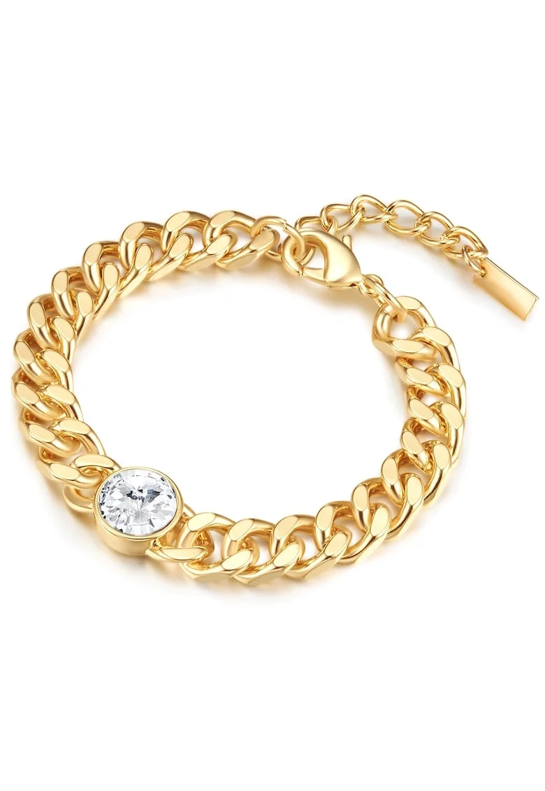 Bratara placata cu aur de 14K si cu zirconia 32117, Auriu/Galben
