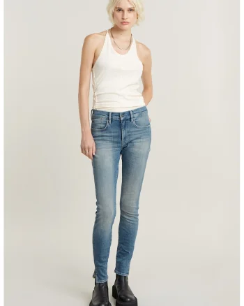 Blugi skinny cu talie medie Lhana, Albastru prafuit