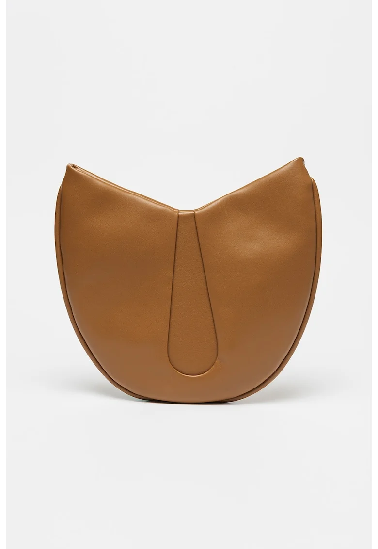Geanta din piele ecologica cu bareta de umar in diverse culori, Caramel, 30x39x2