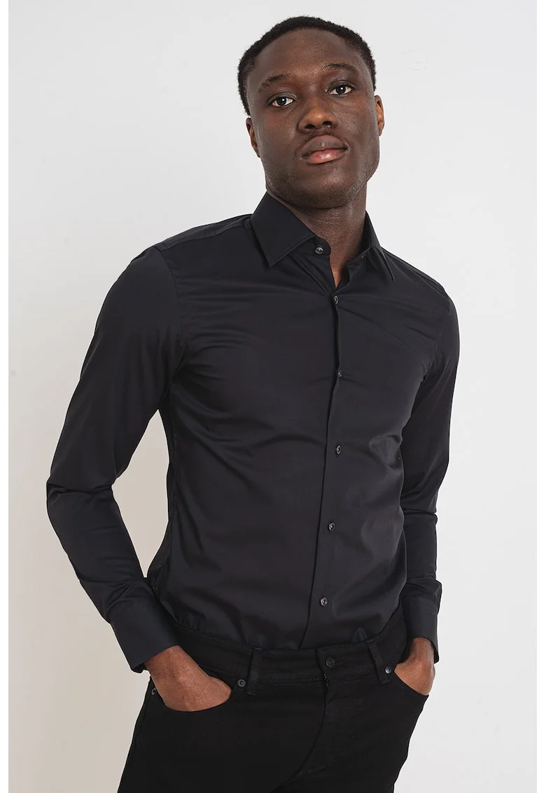 Camasa slim fit Hank Kent, Negru