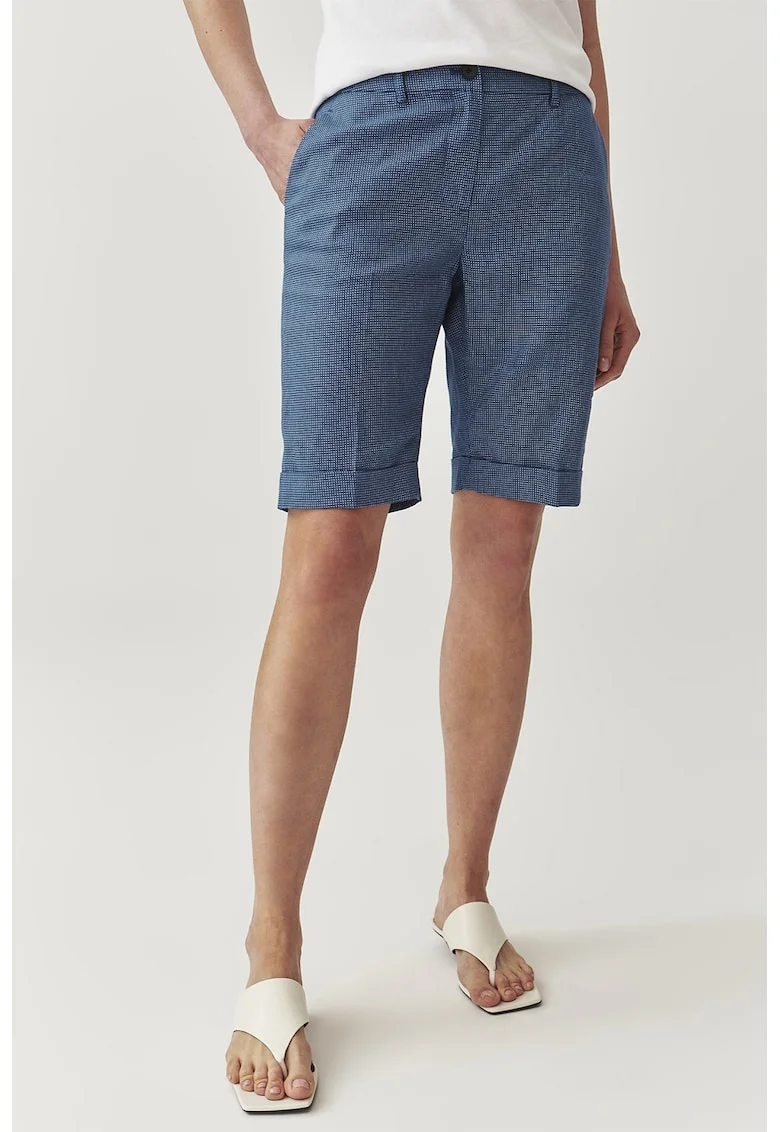 Pantaloni scurti de in cu talie medie, Albastru inchis