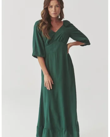 Rochie maxi cu decolteu in V Konkiro, Verde englez