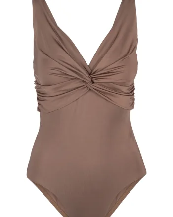 Costum de baie intreg cu detaliu rasucit 31375, Maro