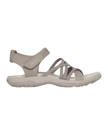 Sandale cu barete multiple si velcro, Maro taupe