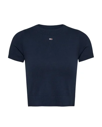 Tricou crop tricotat, Bleumarin