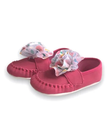 Pantofi din piele intoarsa cu aplicatie florala, Albastru lavanda/Roz aprins/Galben sofran