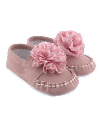 Pantofi din piele intoarsa cu aplicatie florala, Alb/Roz pastel/Roz prafuit