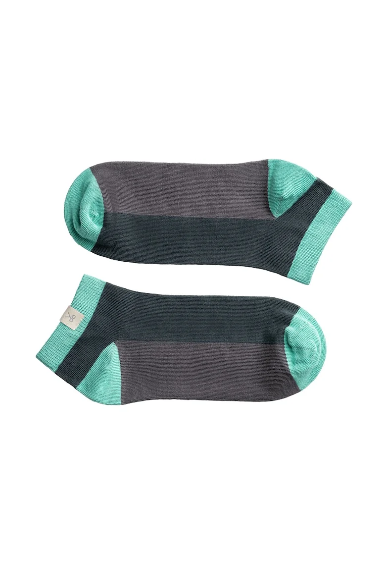 Set de sosete unisex pana la glezna - 2 perechi, Gri/Turcoaz
